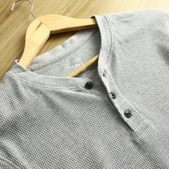 Grey Half Buttoned Long Sleeve T-Shirt