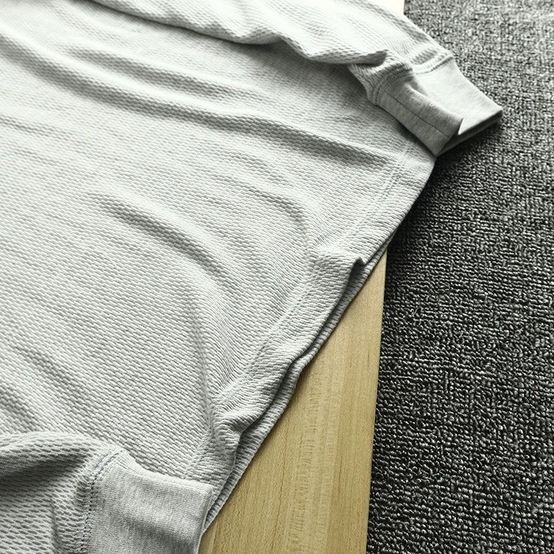 Grey Half Buttoned Long Sleeve T-Shirt