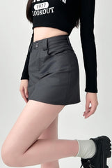 Grey High Waist A Line Skirt