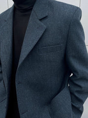 Blue Houndstooth Blazer Jacket