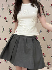 Grey Irregular Pleats Skirt