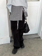 Grey Knitted Button Down Skirt