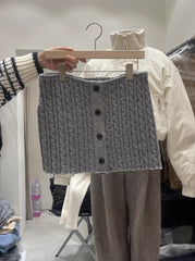 Grey Knitted Button Down Skirt