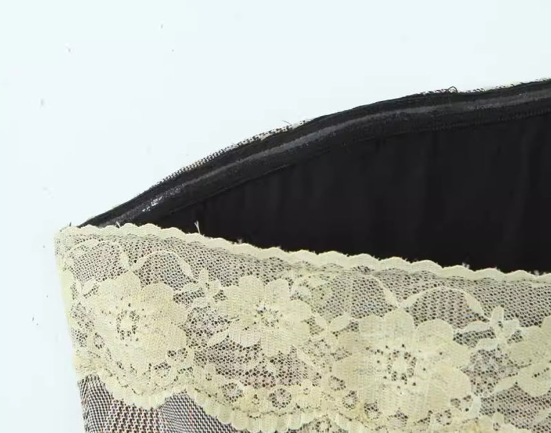 Grey Lace Plaid Tube Top