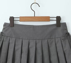 Grey Laced-Up Sides Pleated Skort