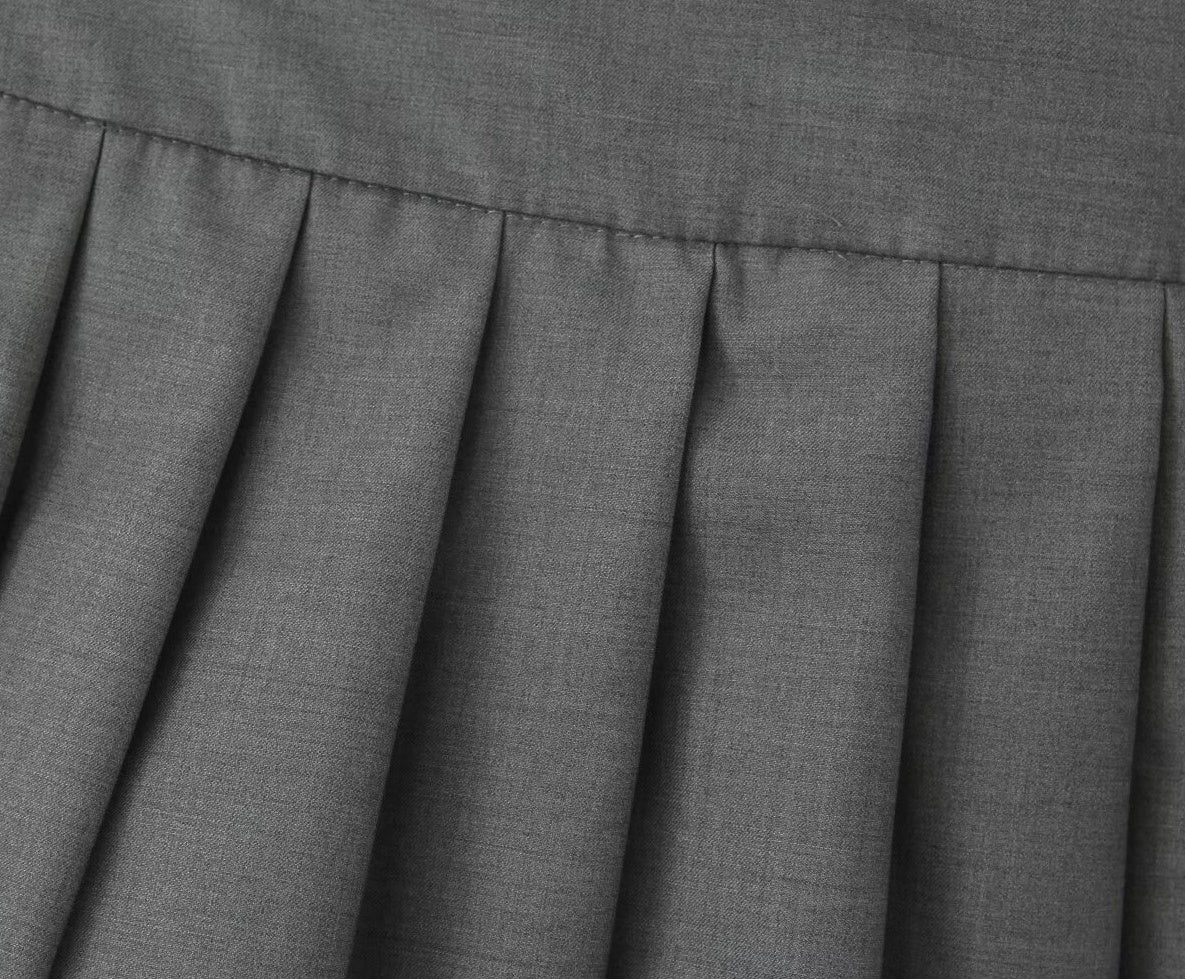Grey Laced-Up Sides Pleated Skort