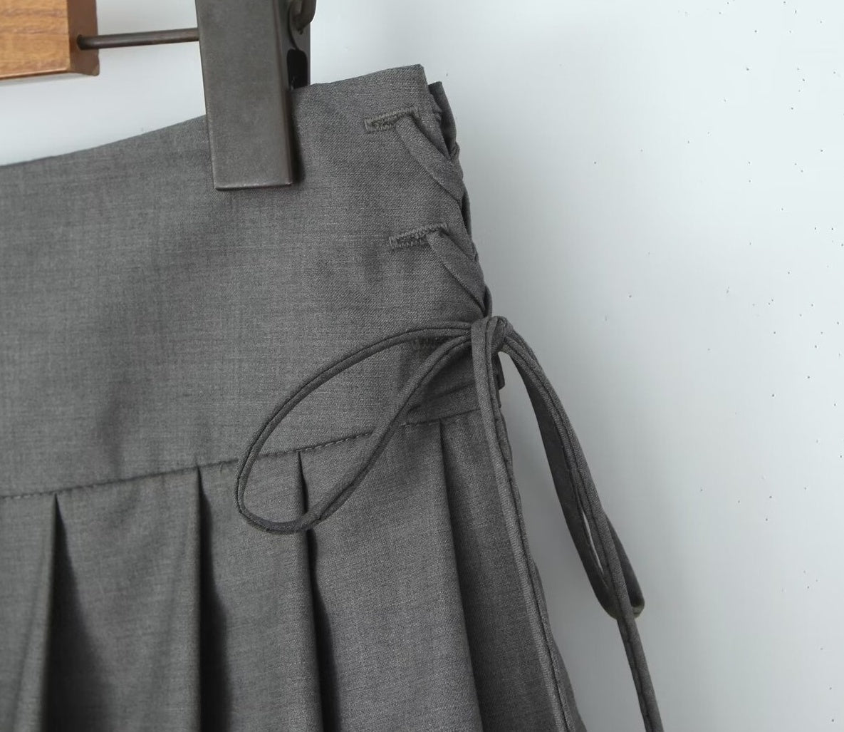 Grey Laced-Up Sides Pleated Skort