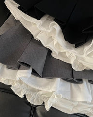 Grey Layered Hem Pleated Mini Skirt
