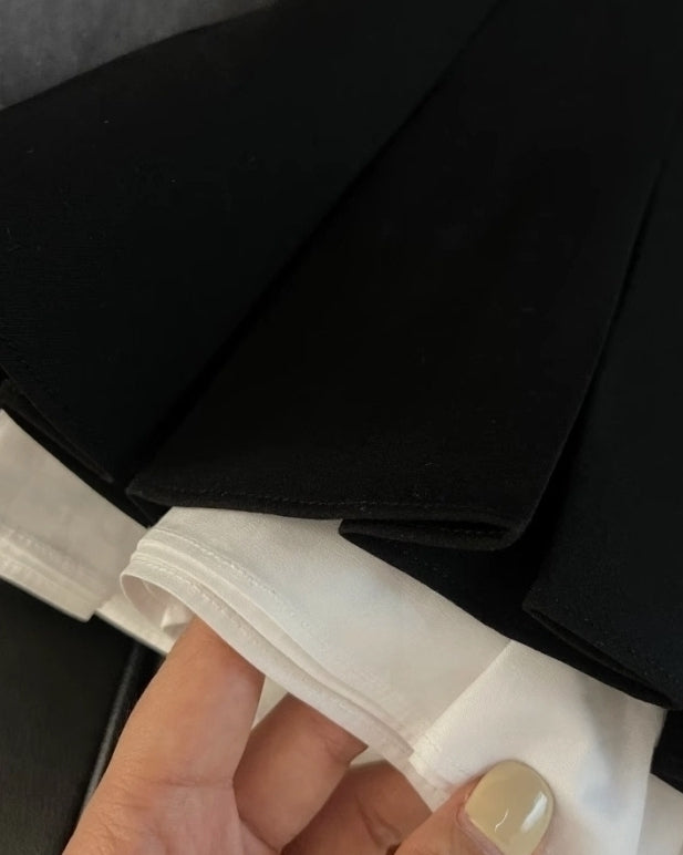 Grey Layered Hem Pleated Mini Skirt