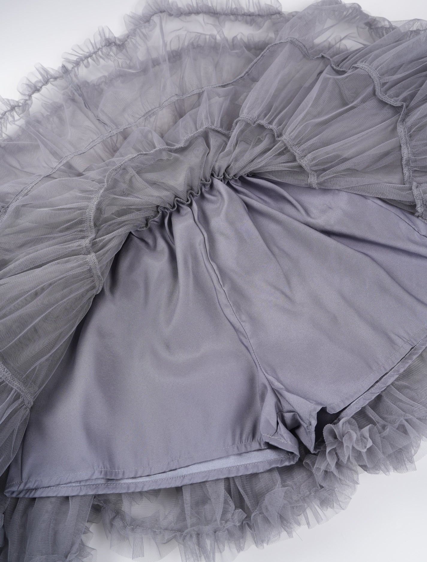 Grey Layered Tulle Cake Skirt
