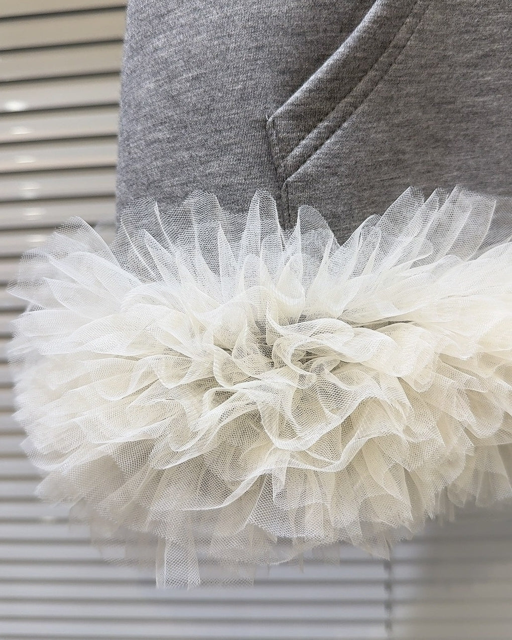 Grey Layered Tulle Sweat Mini Skirt