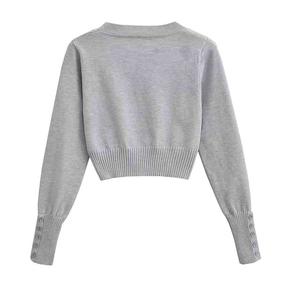 Grey Long Sleeve Top And Skirt Set