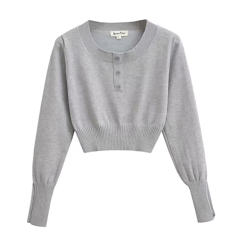 Grey Long Sleeve Top And Skirt Set