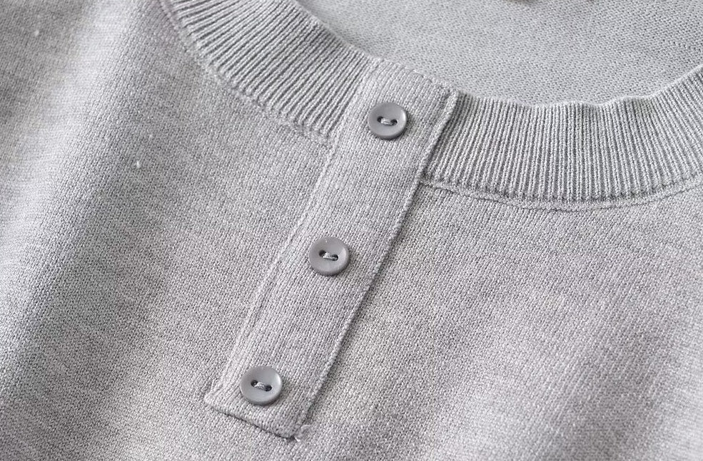 Grey Long Sleeve Top And Skirt Set