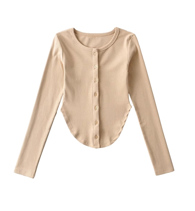 Grey Long Sleeves Corset-Style Top