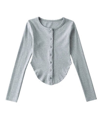 Grey Long Sleeves Corset-Style Top