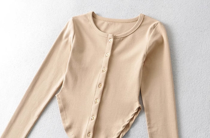 Grey Long Sleeves Corset-Style Top