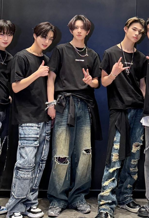 Blue Washed Denim Ripped Jeans
