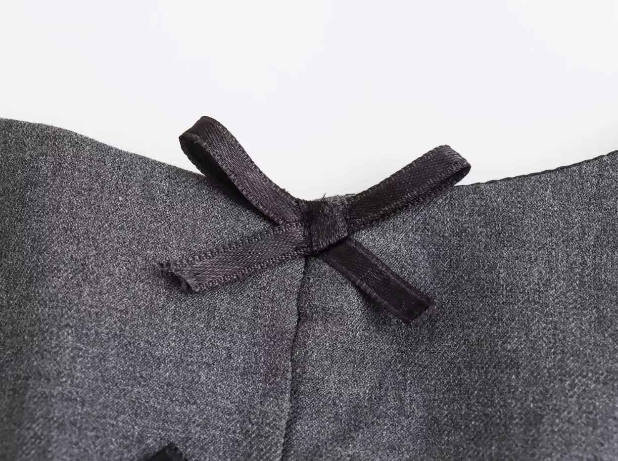 Grey Mini Bows Halter Top