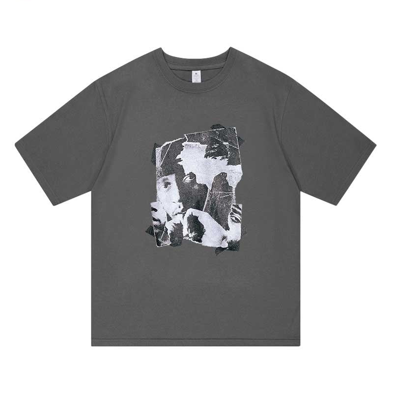 Grey Mosaic Portrait Graphic T-Shirt