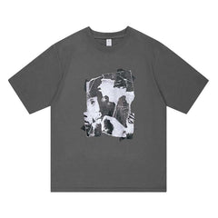 Grey Mosaic Portrait Graphic T-Shirt