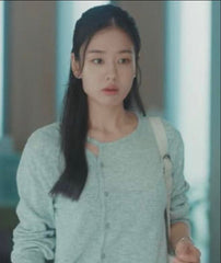 Grey Neckline Cut-Out Cardigan