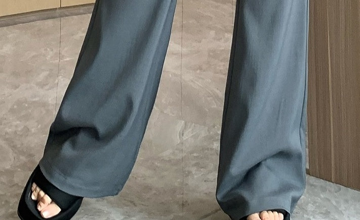 Grey Pants With Pleated Skirt Detail