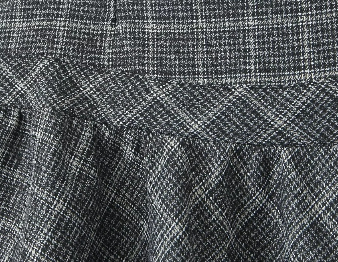 Grey Plaid Lace-Trim Skirt