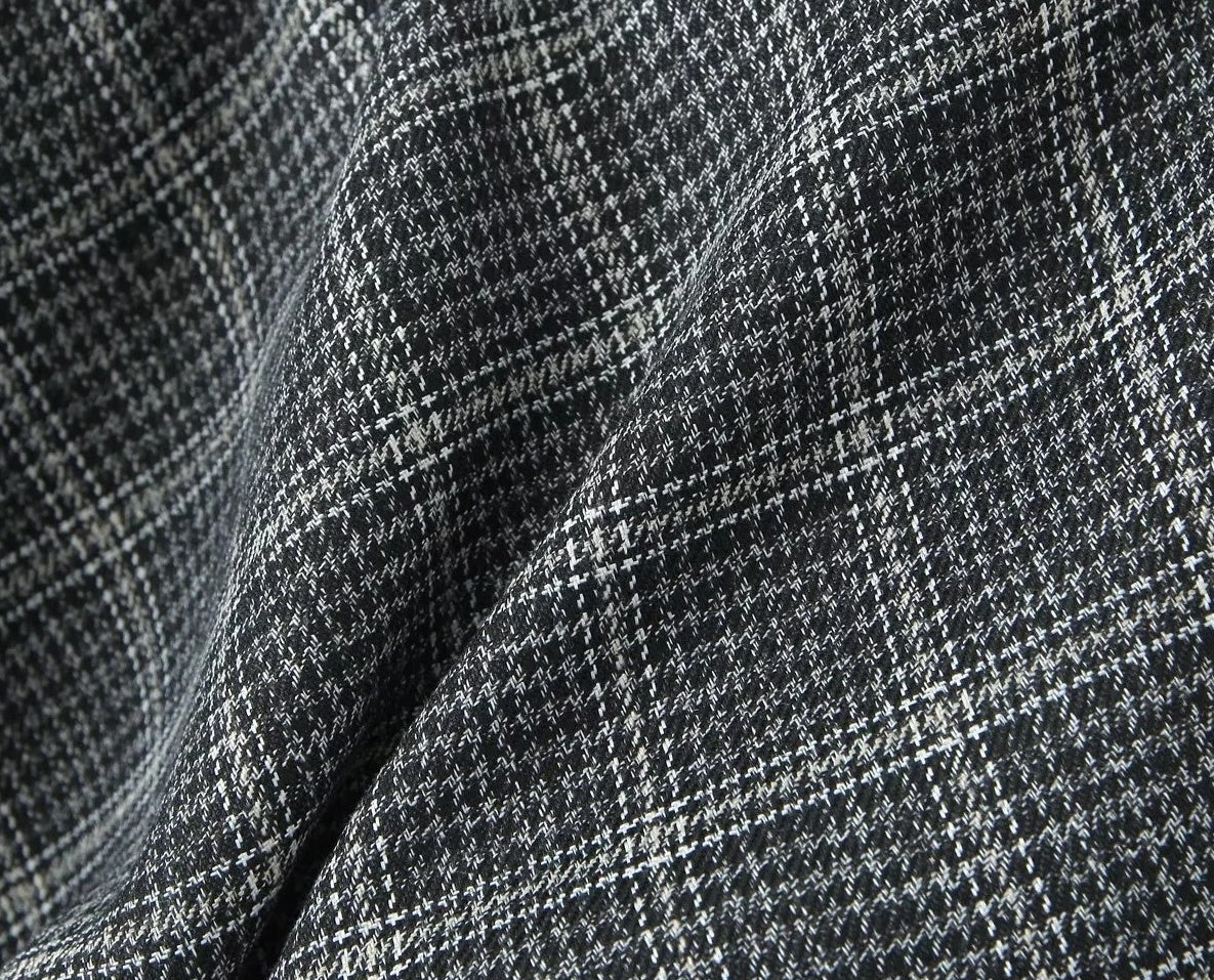 Grey Plaid Lace-Trim Skirt