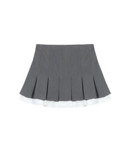 Grey Pleated Double Layer Skirt