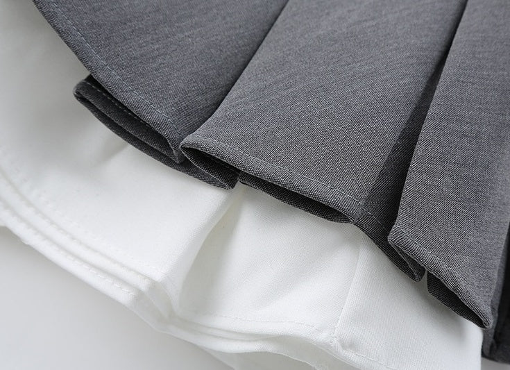 Grey Pleated Double Layer Skirt