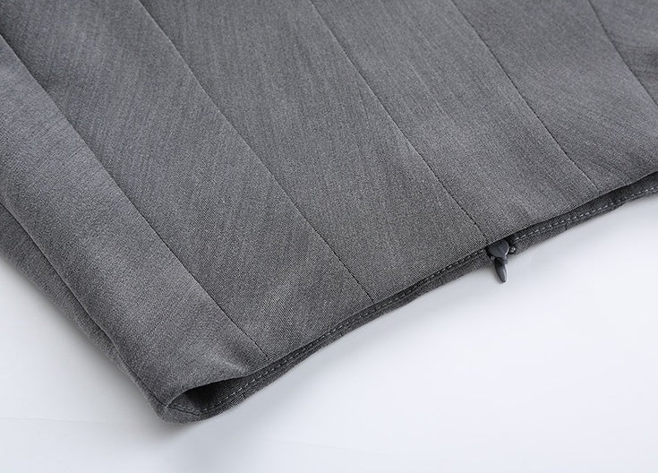 Grey Pleated Double Layer Skirt