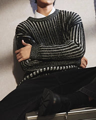 Grey Ribbed Gradient Sweater