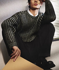 Grey Ribbed Gradient Sweater