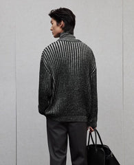 Grey Ribbed Gradient Sweater