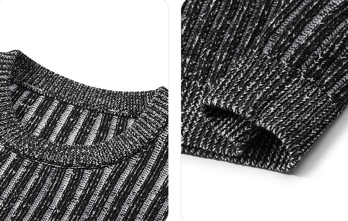 Grey Ribbed Gradient Sweater