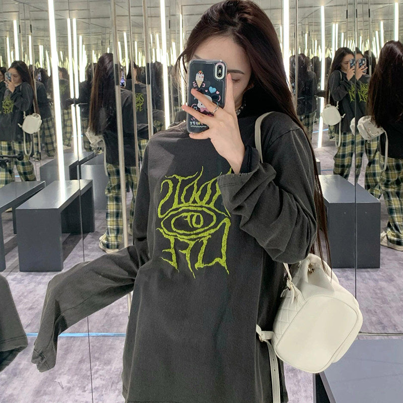 Grey 'Roots Of Life' Long Sleeve Washed T-Shirt