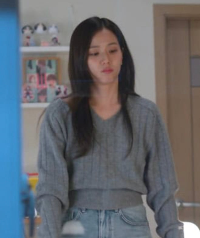 Purple Shoulder Cut-Out V-Neck Sweater