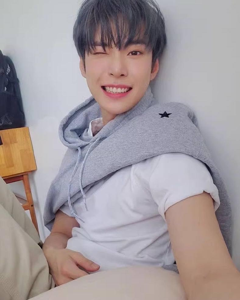 Grey Shoulder Stars Hoodie