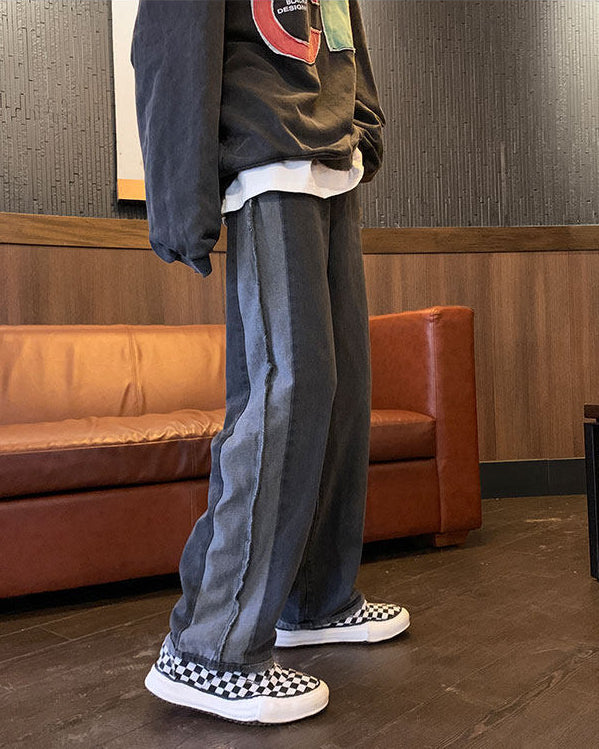 Grey Side Rip Dual Tone Jeans