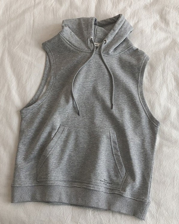Grey Sleeveless Hoodie