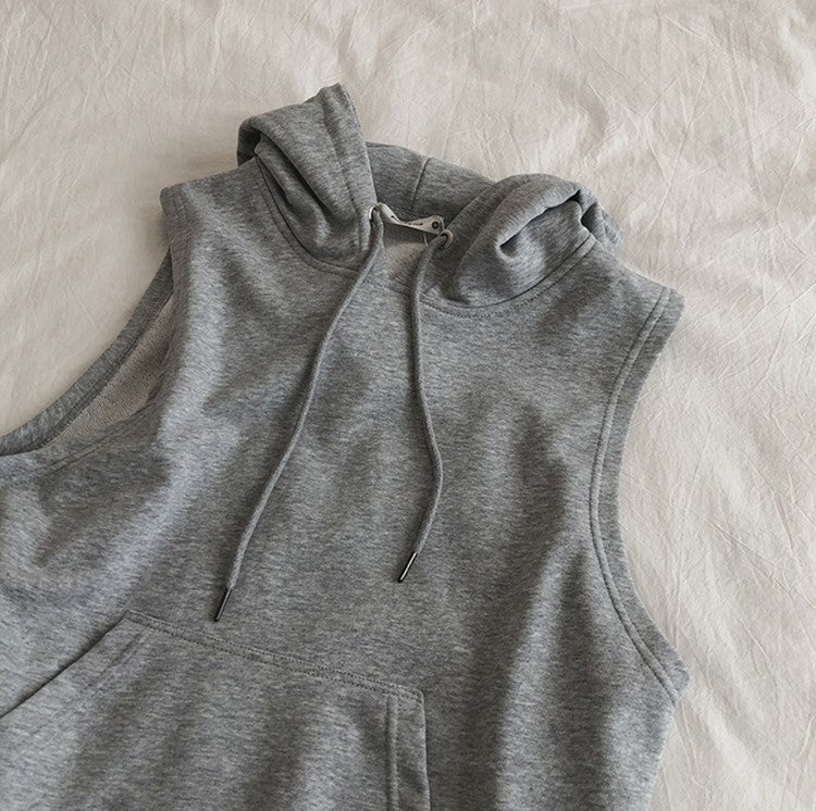 Grey Sleeveless Hoodie