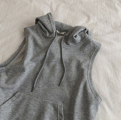 Grey Sleeveless Hoodie