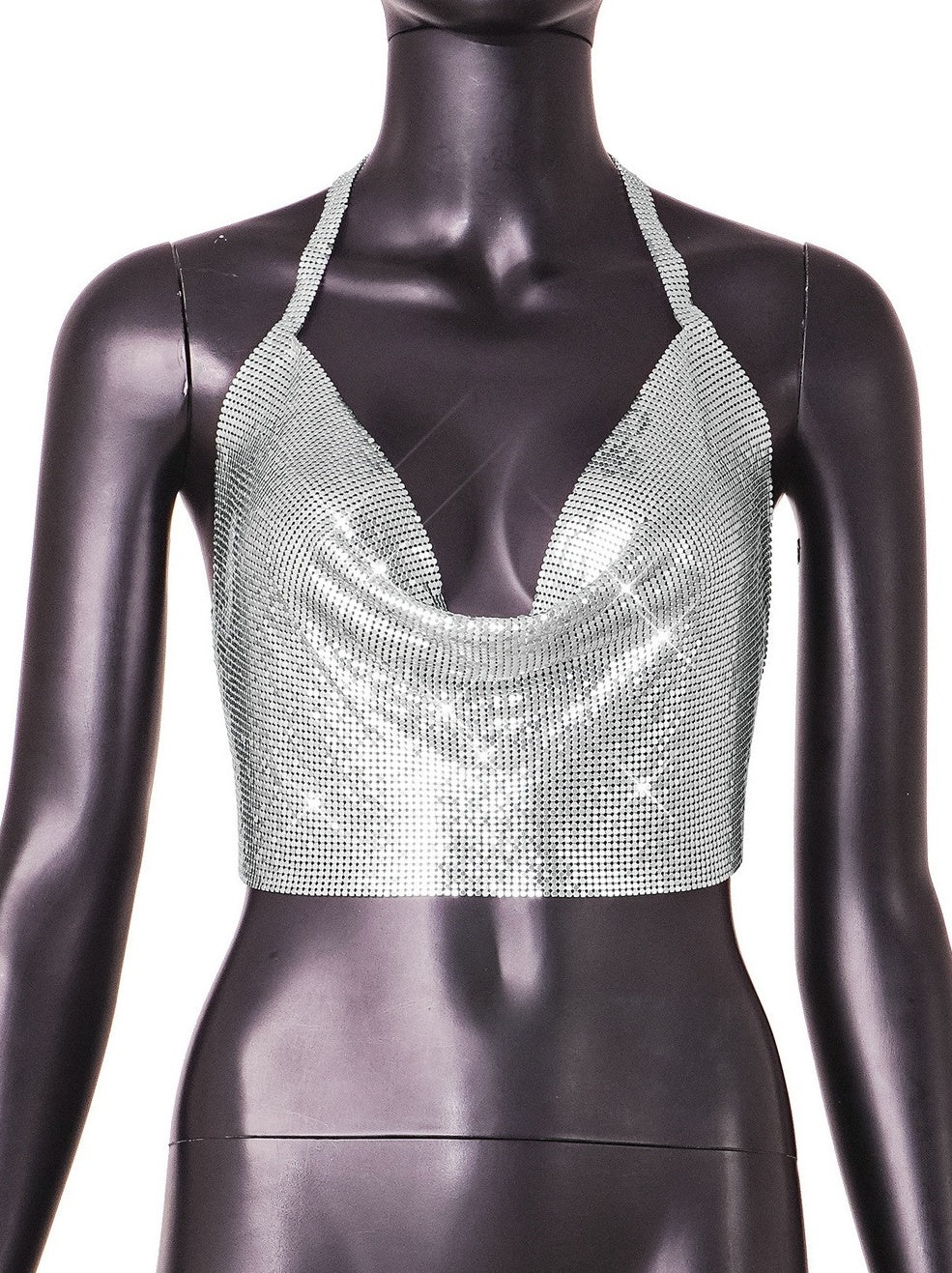 Grey Sparkly Backless Top