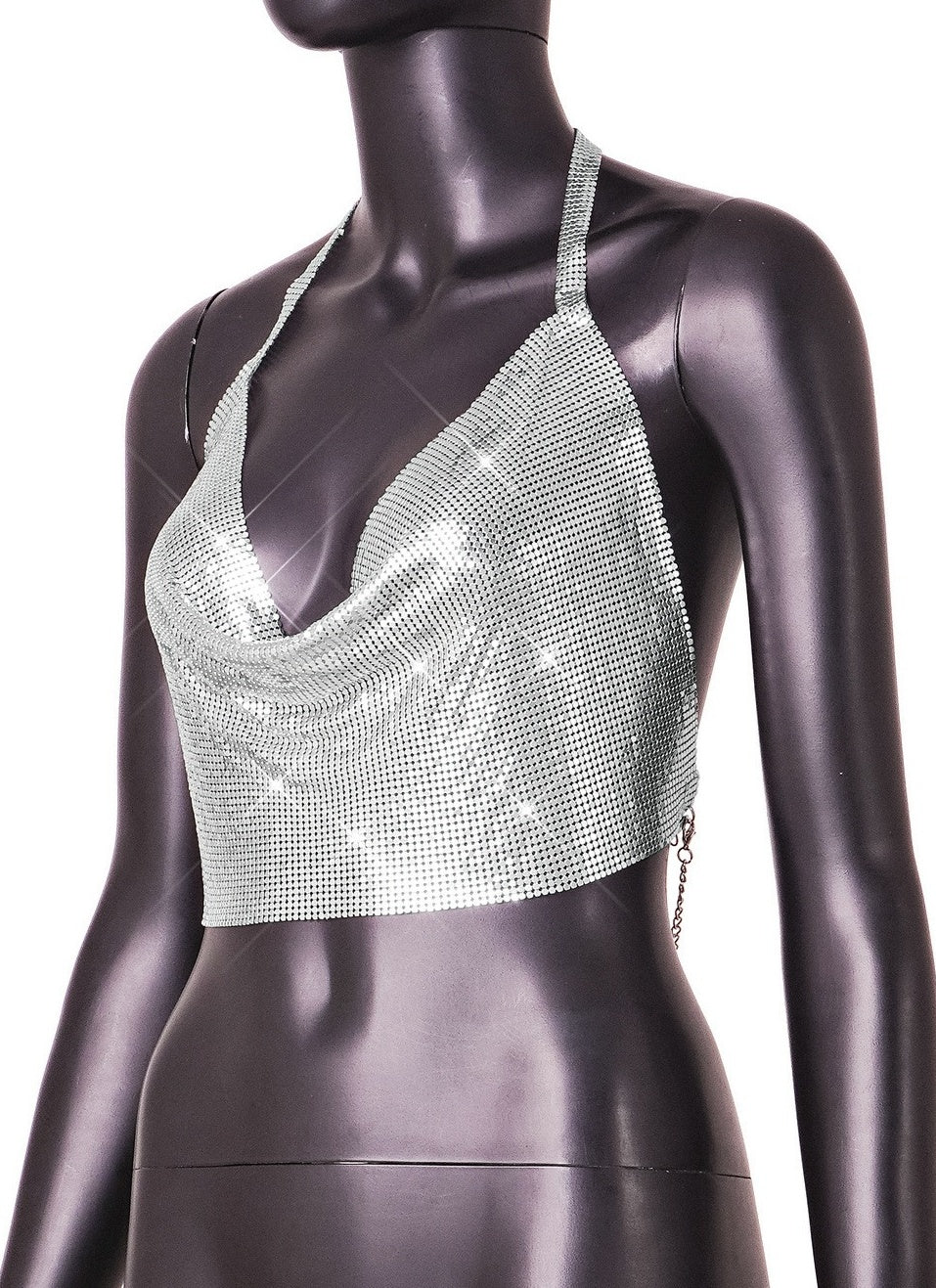 Grey Sparkly Backless Top