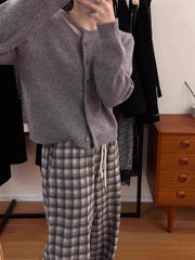 Grey Neckline Cut-Out Cardigan