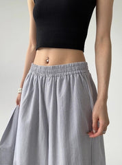Grey Stripes Removable Tie Waist Pants