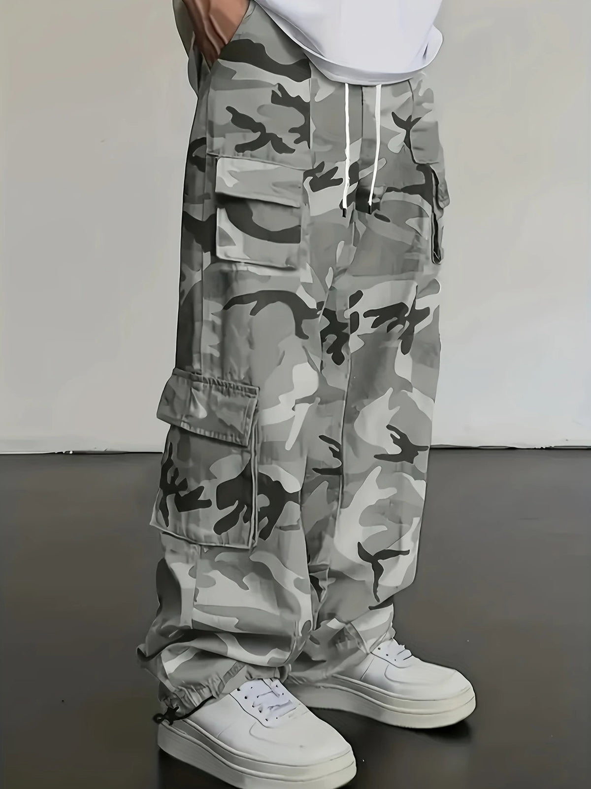 Grey Tactical Camo Cargo Pants