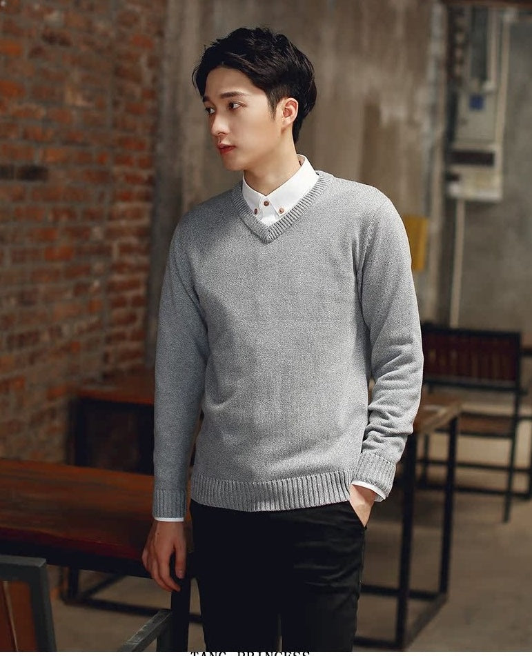 Grey V-Neck Sweatshirt