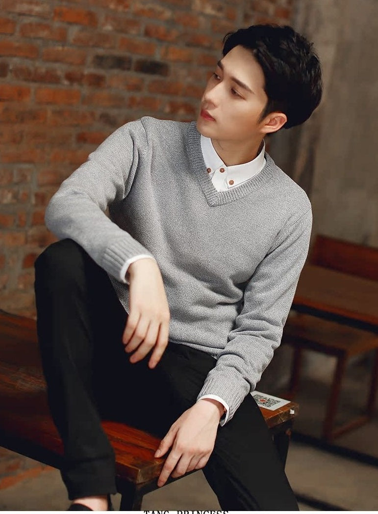 Grey V-Neck Sweatshirt